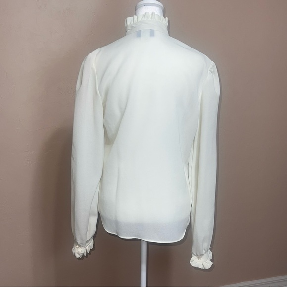 Vintage That’s Me! USA Button-Down High Neck Ruffled Sheer Blouse 100% Polyester - Picture 5 of 9